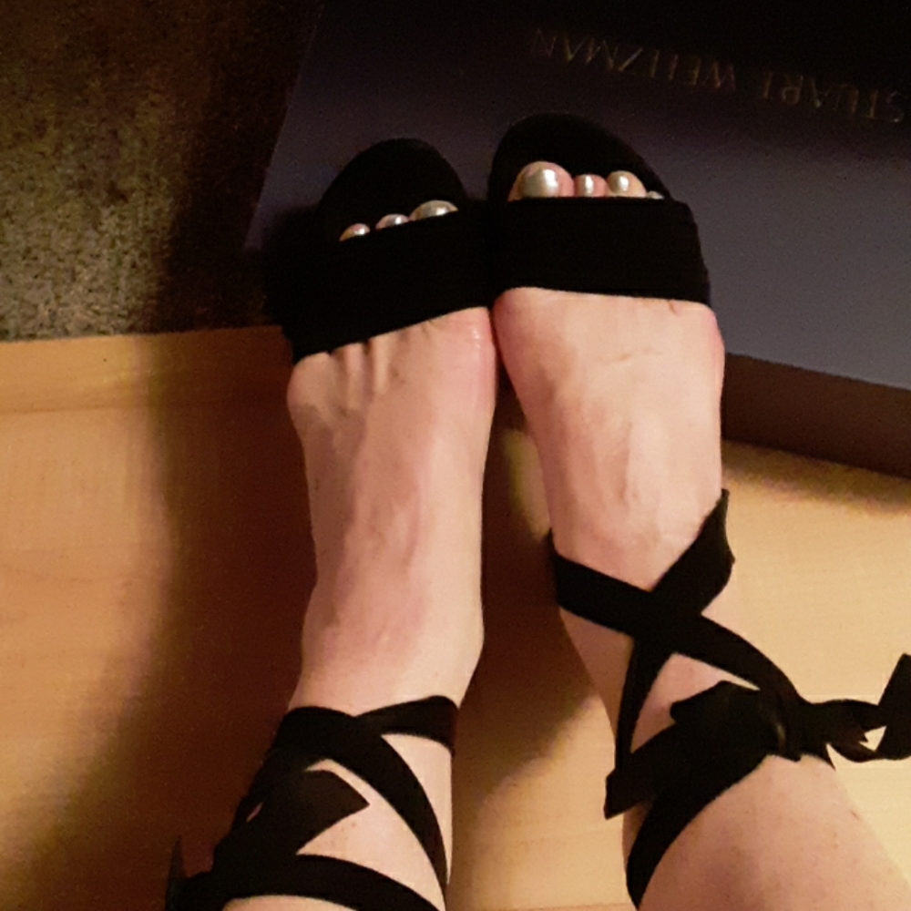 Stuart Weitzman Black Laced Sandals